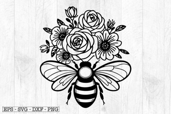 BEE and FLOWERS SVG, Floral Bee, Bumble