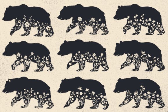 Floral Bear SVG, Bear Silhouette Cut Review
