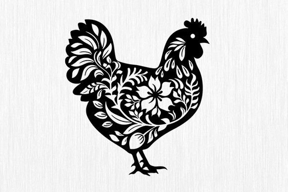 Floral Chicken SVG for Embroidery Projects