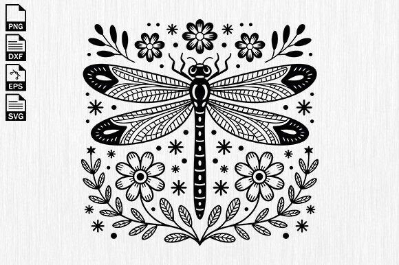 Floral Dragonfly Svg for Embroidery Projects
