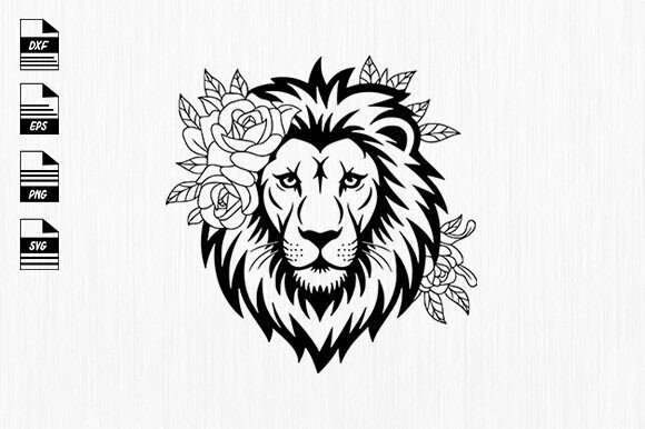 Floral Lion Svg,Lion with Flowers Svg Review