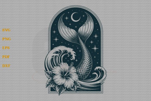 Floral Mermaid SVG for Embroidery Projects