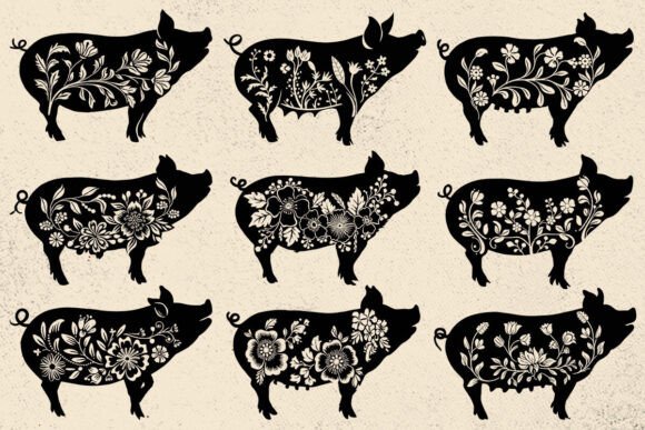 Floral Pig Svg, Farm Animal Clipart Review