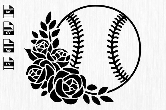 Floral Softball Svg for Embroidery Projects