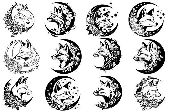 Moon with Floral Fox Svg Bundle Review